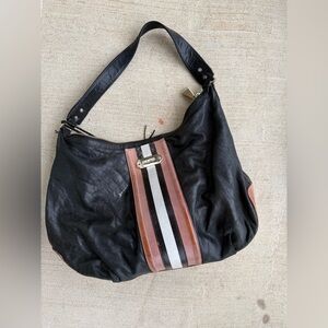 L.A.M.B Hobo Monogram Black All Leather Bag, Tassle & LAMB Lock